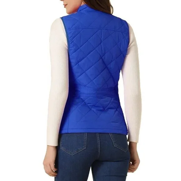 Allegra K Women's Puffer Vest Stand Collar Lightweight Gilet Quited Size Small - Picture 4 of 16